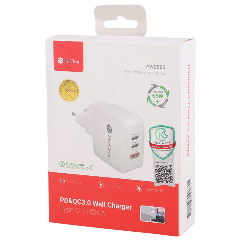 خرید شارژر دیواری 65 وات پرووان مدل PWC565